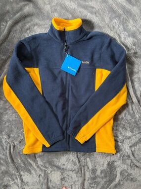 Columbia Navy Fleece Jacket with Gold Logo Accent